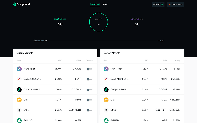 Using DeFi platforms like Compound