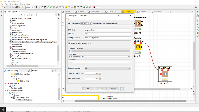 Automating Knime Workflows to Send Mails of Reports and Predictions